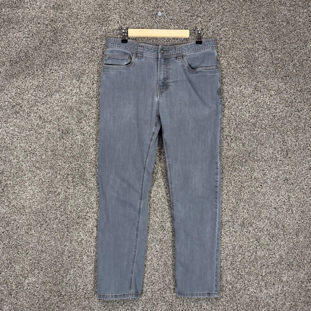 Prana Bridger Jeans Mens 32/30 (Fits 32/28) Slim Fit Gray Stretch Organic Cotton